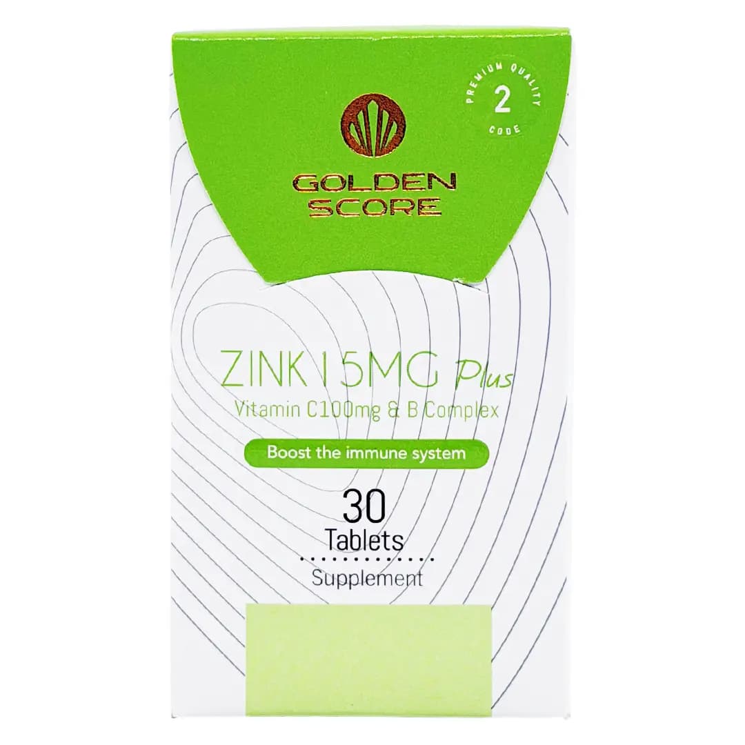 قرص زینک پلاس ویتامین C و ب کمپلکس گلدن اسکور 30 عددی Golden Score Zink plus Vitamin C and B Complex Tablets