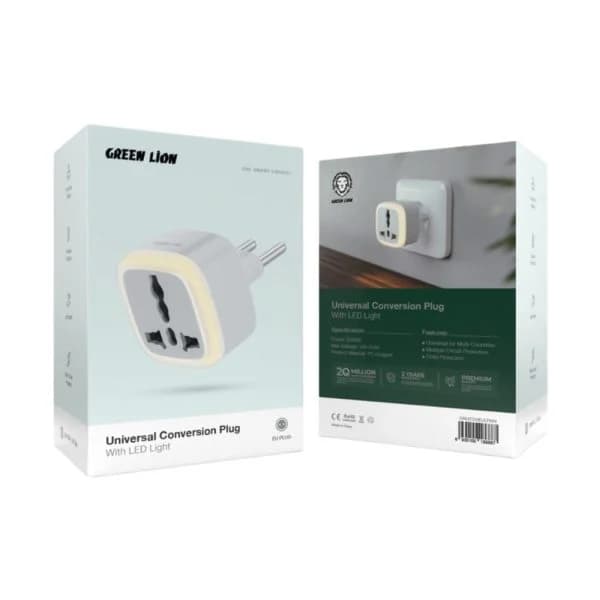 تبدیل سه به دو همراه ال ای دی گرین Green Universal Conversion Plug With LED Light