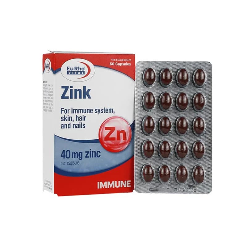 کپسول زینک 40 میلی گرم یوروویتال 60 عدد Eurhovital Zinc 40 mg 60 Caps