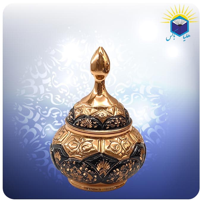قندان خاص قلمزده مس و الماس تراش 17 سانت