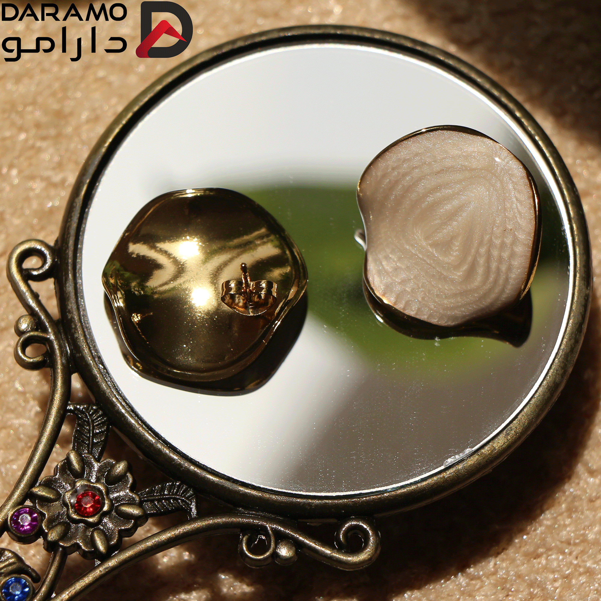🤍 گوشواره استیل صدفی مدل لونا — تصویر ۵
