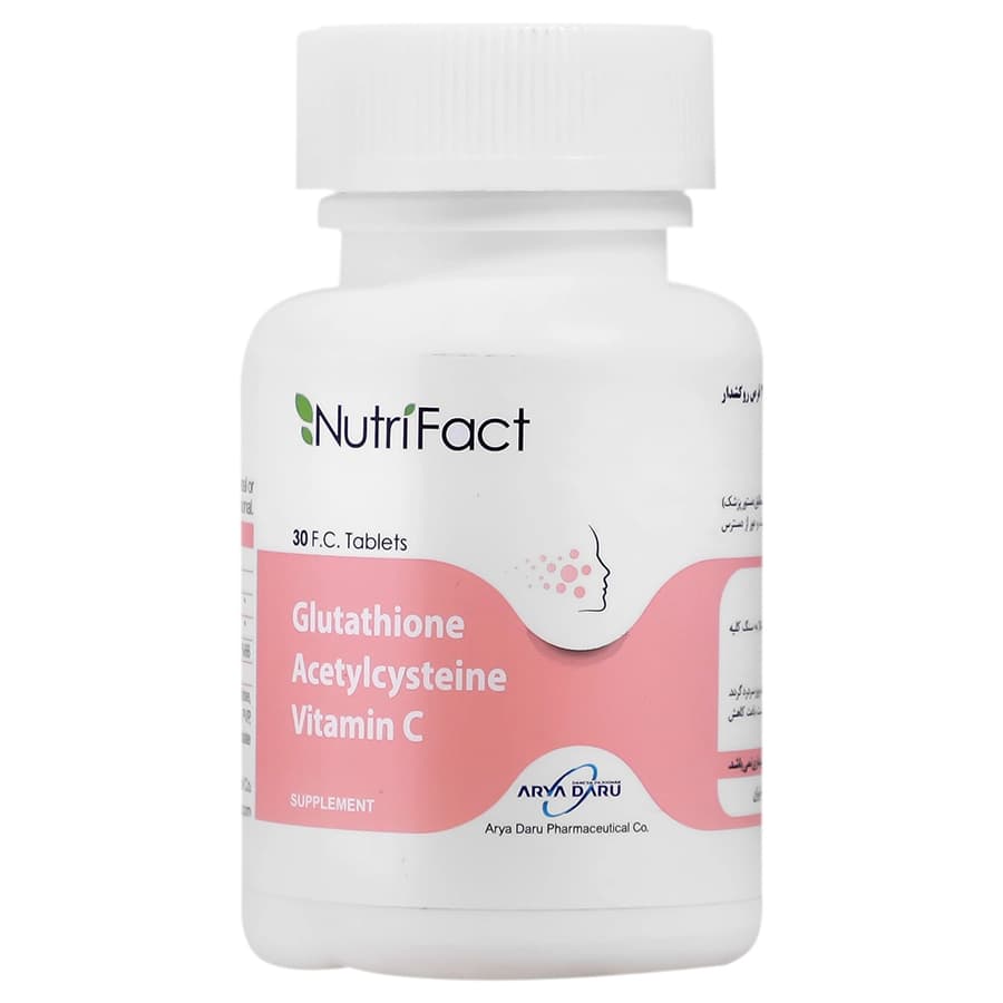 قرص گلوتاتیون استیل سیستئین ویتامین سی نوتری فکت 30 عددی Nutrifact Glutathione, Acetylcysteine, Vitamin C Tablets — تصویر ۲