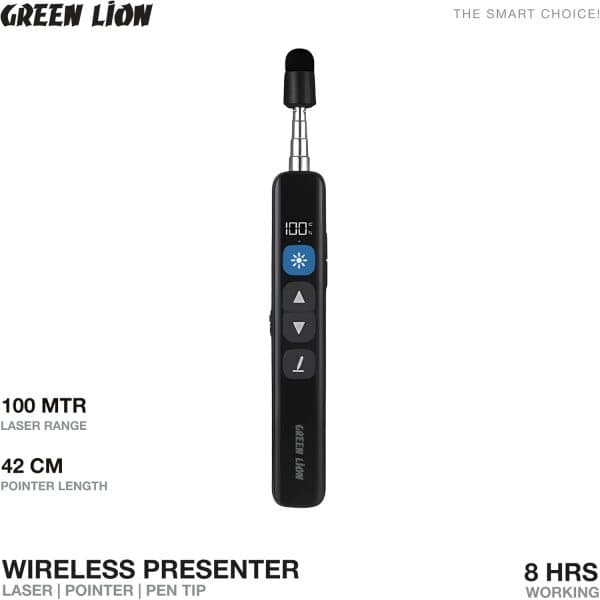 دستگاه پرزنتر لیزری بیسیم گرین لاین مدل Green Lion Wireless Presenter With Retractable Pointer — تصویر ۱۰