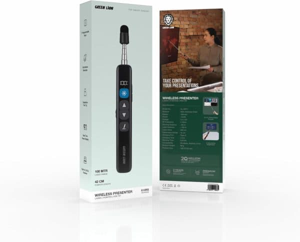 دستگاه پرزنتر لیزری بیسیم گرین لاین مدل Green Lion Wireless Presenter With Retractable Pointer — تصویر ۹