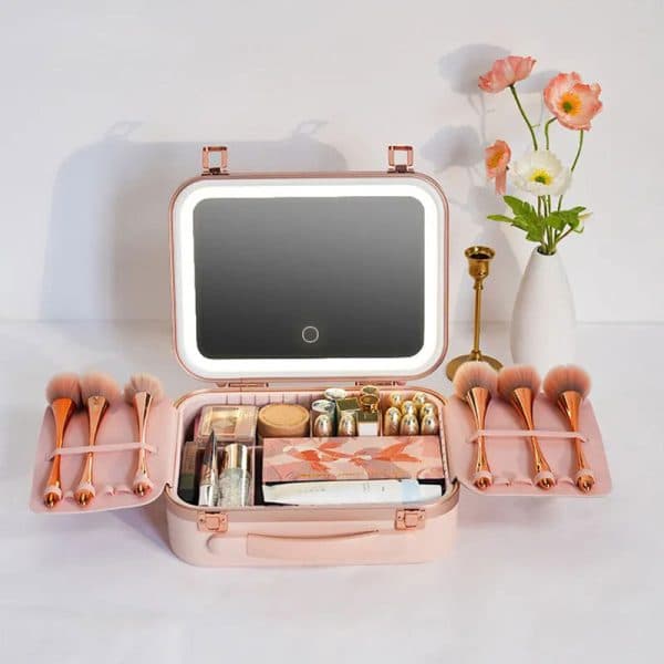 کیف لوازم آرایشی قابل حمل بهمراه آینه Ledدار Green Lion Fest makeup bag — تصویر ۳
