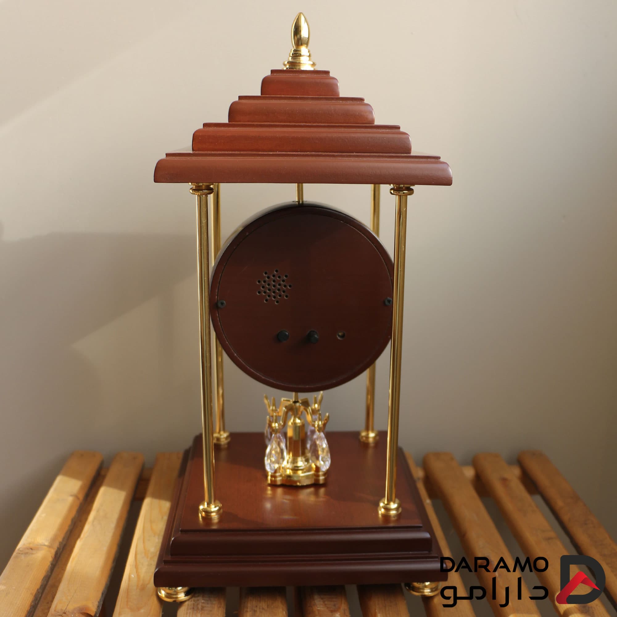 ساعت رومیزی آرتمیس مدل 1026 قهوه‌ای روشن طلایی — تصویر ۹