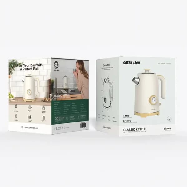 کتری برقی گرین لاین Green Lion Classic Kettle 1.7L 2200W دماسنج عقربه ای — تصویر ۷