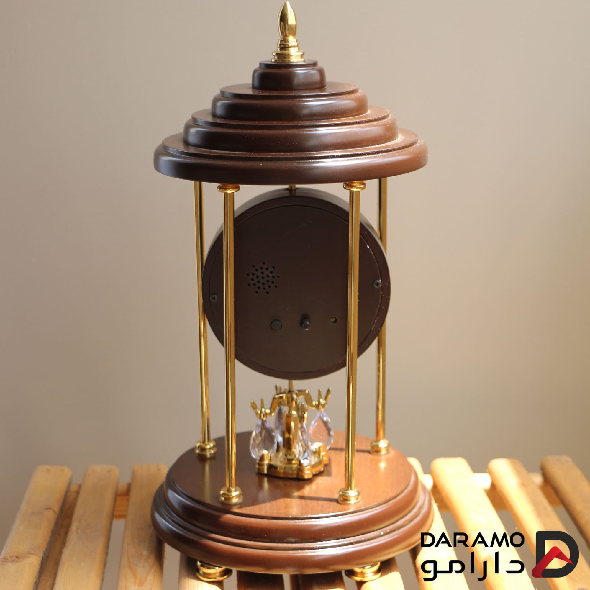 ساعت رومیزی آرتمیس مدل 1027 قهوه‌ای تیره طلایی — تصویر ۹