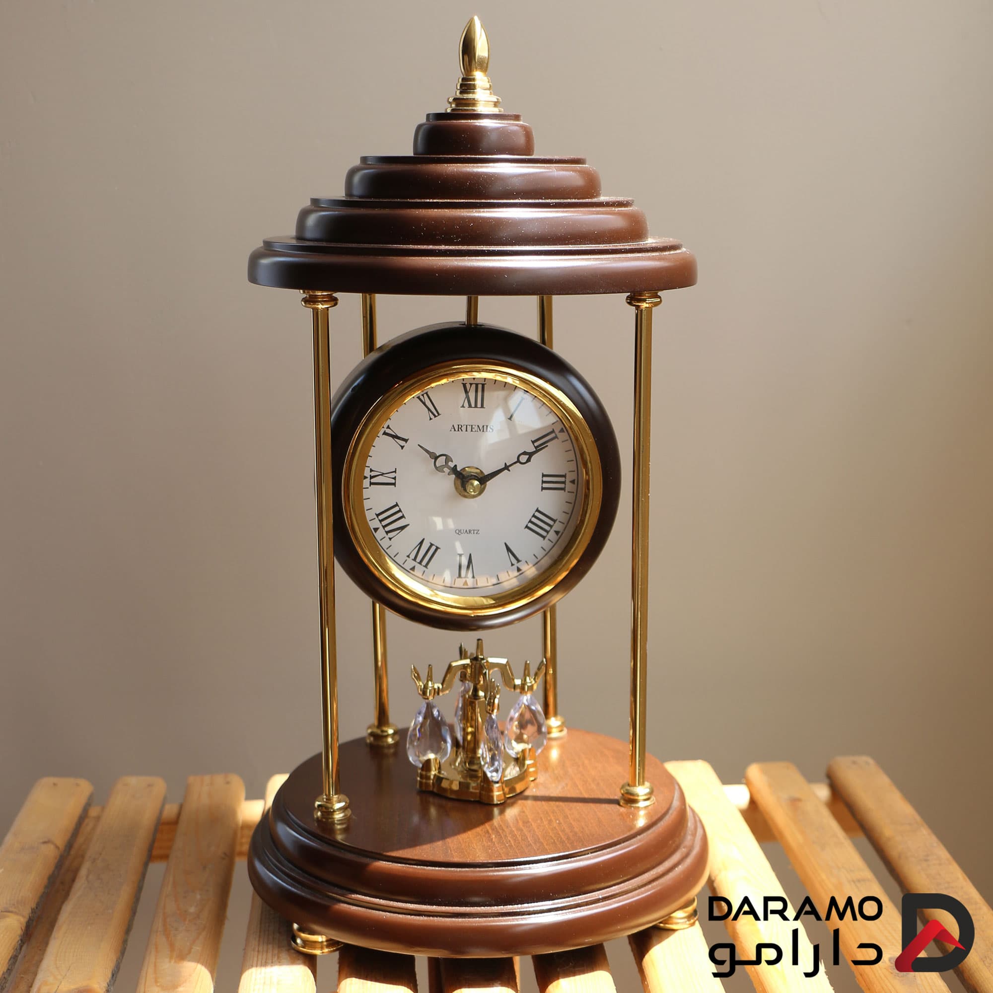 ساعت رومیزی آرتمیس مدل 1027 قهوه‌ای تیره طلایی