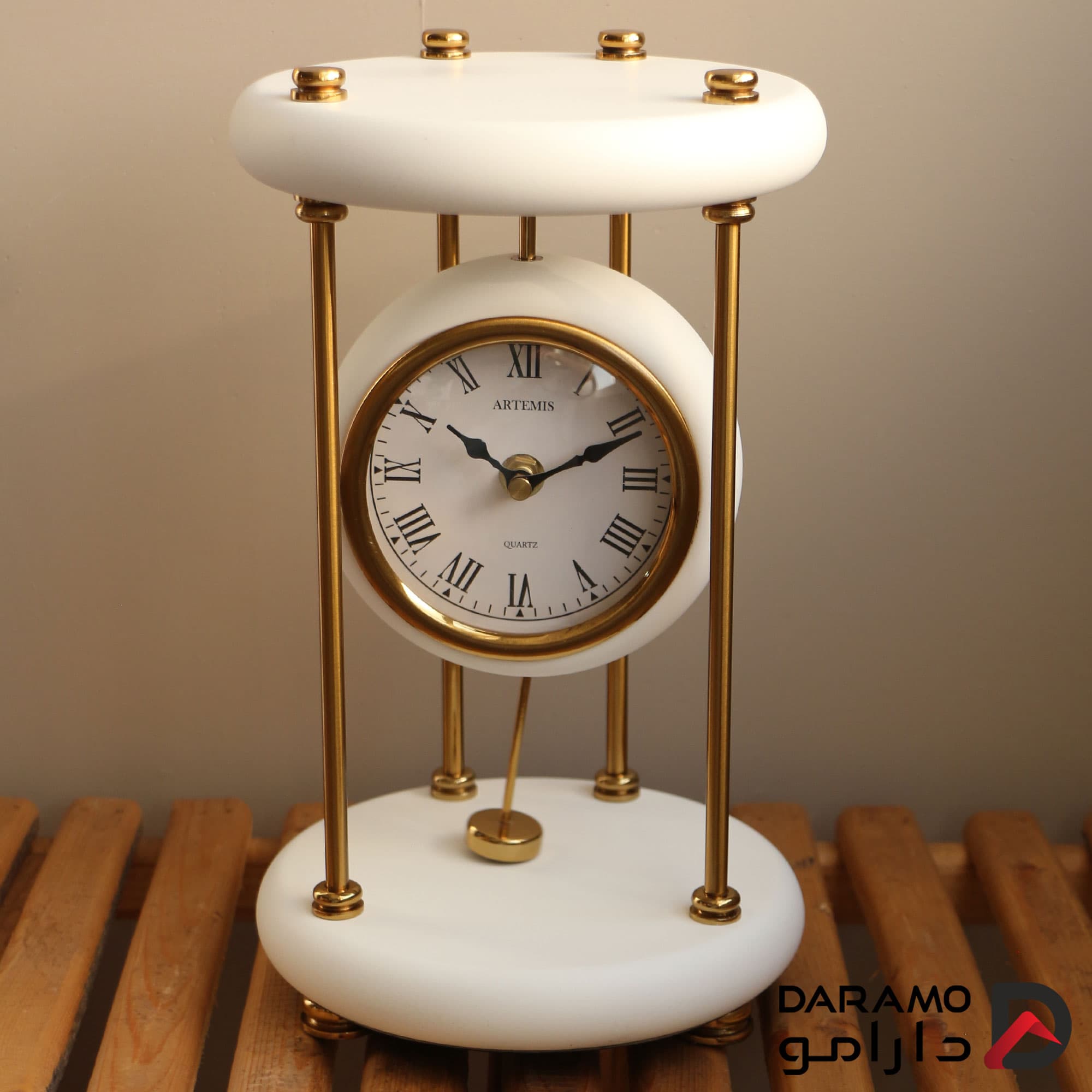 ساعت رومیزی آرتمیس مدل 1025 سفید طلایی