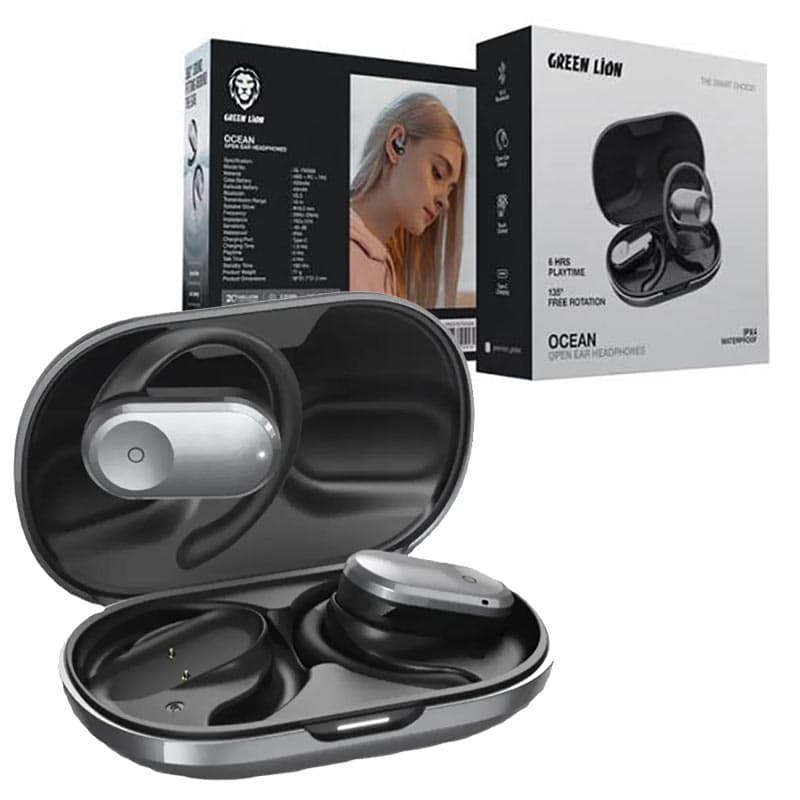 هدفون بلوتوث القایی 2گوشی+استند شارژ Green Lion ocean open ear headphones — تصویر ۷