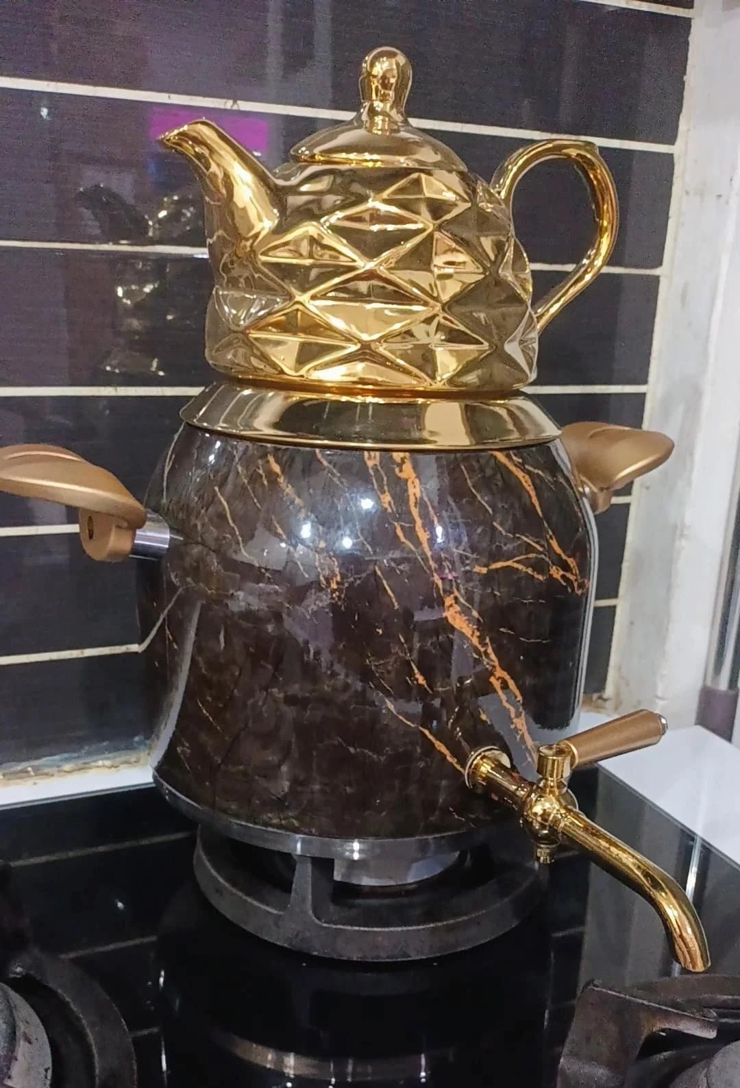 کتری و قوری سنگی طرح ماربل — تصویر ۶
