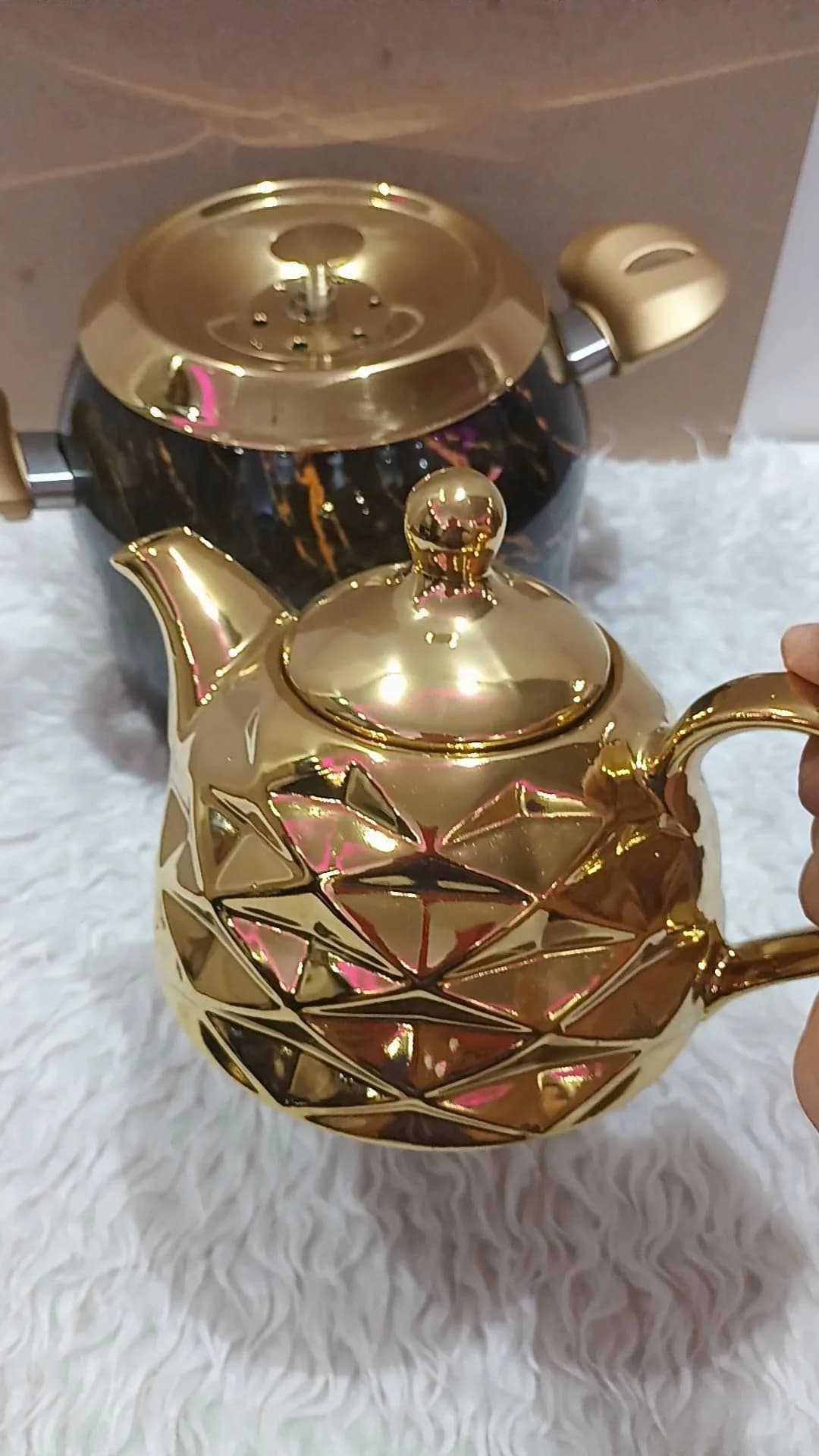 کتری و قوری سنگی طرح ماربل — تصویر ۲