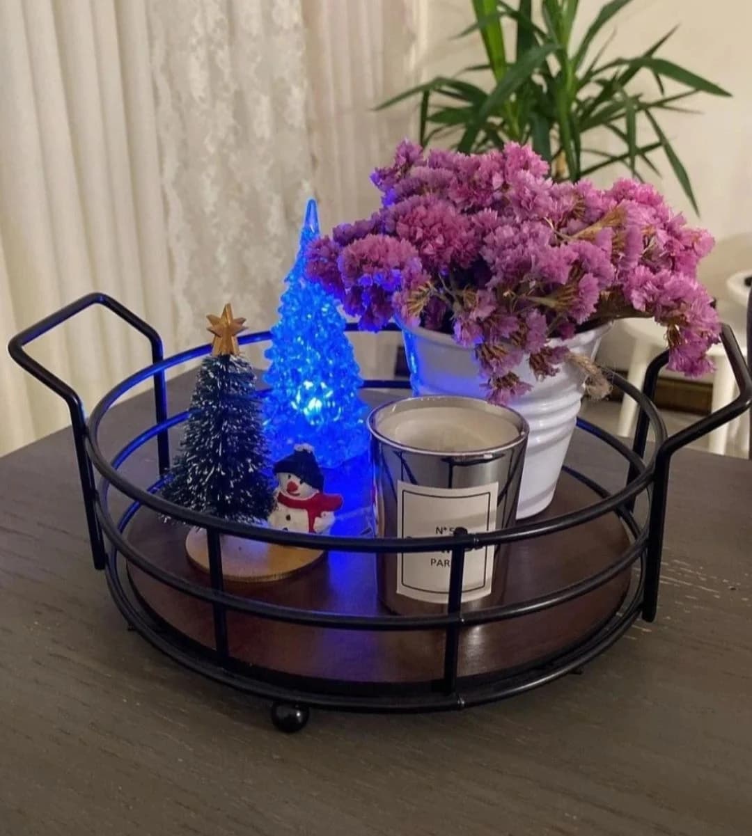 سینی فلزی گرد کف چوب — تصویر ۵