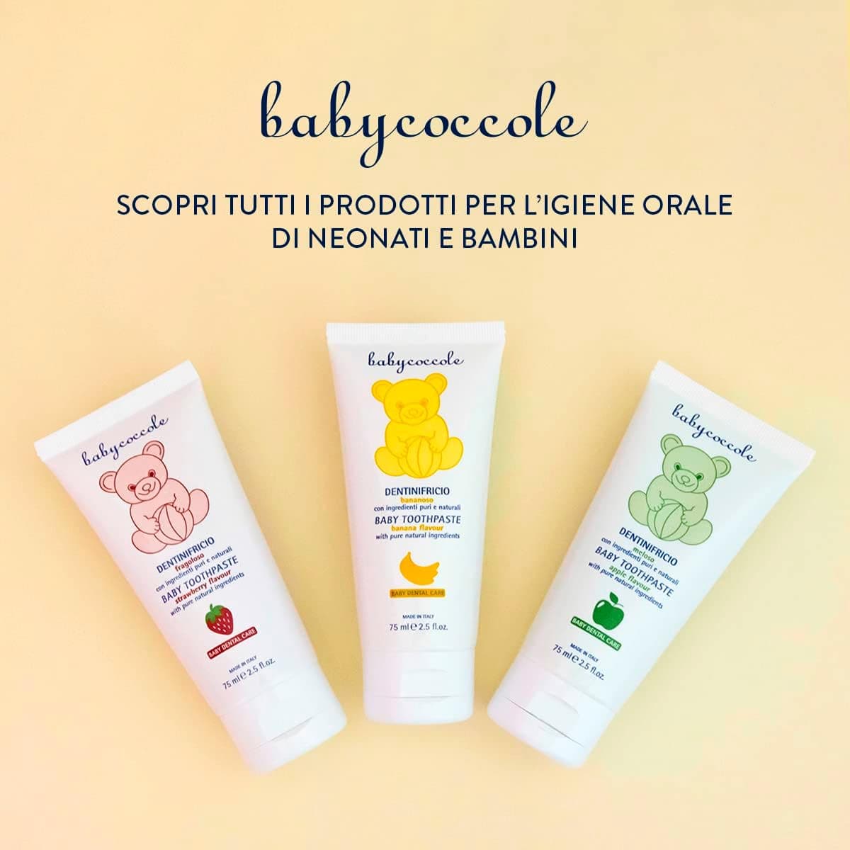 خمیردندان کودک بیبیکوکول Babycoccole با طعم طبیعی موز مناسب 0 تا 6 سال حاوی فلوراید، کلسیم و ویتامینها حجم 75 میل — تصویر ۱۰