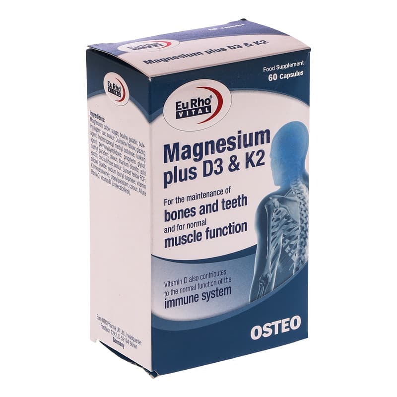 کپسول منیزیم پلاس د3 و کا2 یوروویتال 60 عددی Magnesium Plus D3 And K2 — تصویر ۶