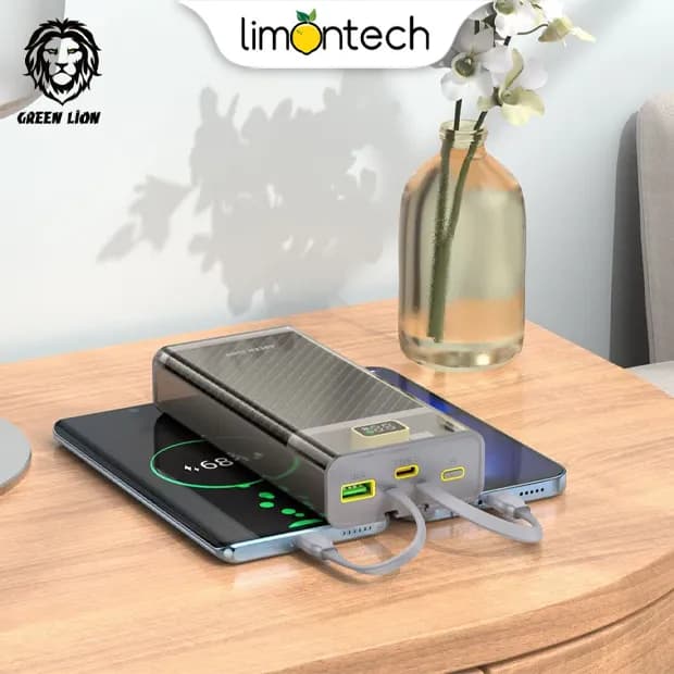 پاوربانک شفاف گرین مدل Super Fast Transparent ظرفیت 20000mAh — تصویر ۸