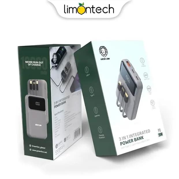 پاوربانک 3 در 1 گرین لاین مدل 3in1 INTEGRATED 20W ظرفیت 10000mAh — تصویر ۱۲