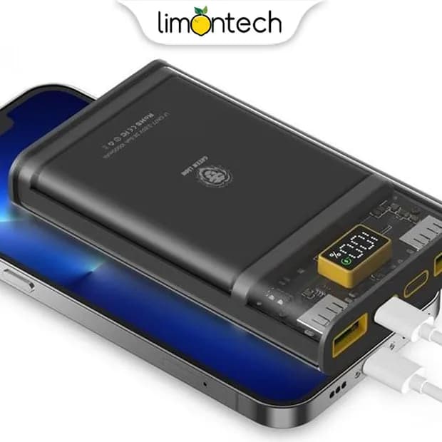 پاوربانک شفاف گرین مدل Super Fast Transparent ظرفیت 10000mAh — تصویر ۴