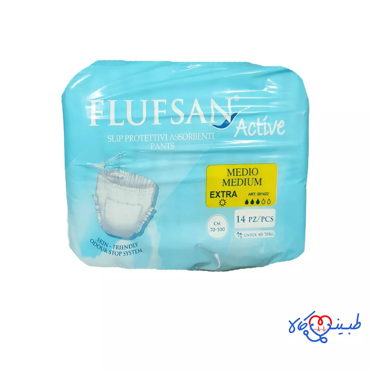 پوشینه شورتی بزرگسالان فلوفسان سایز متوسط بسته 14 عددی