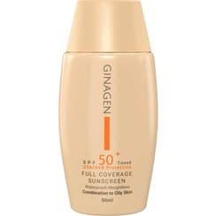 کرم ضد آفتاب رنگی پوست چرب SPF50 ژیناژن 50 میلی لیترشماره(1) Ginagen SPF50 Tinted Sunscreen Cream For Oily Skin 50 ml — تصویر ۲