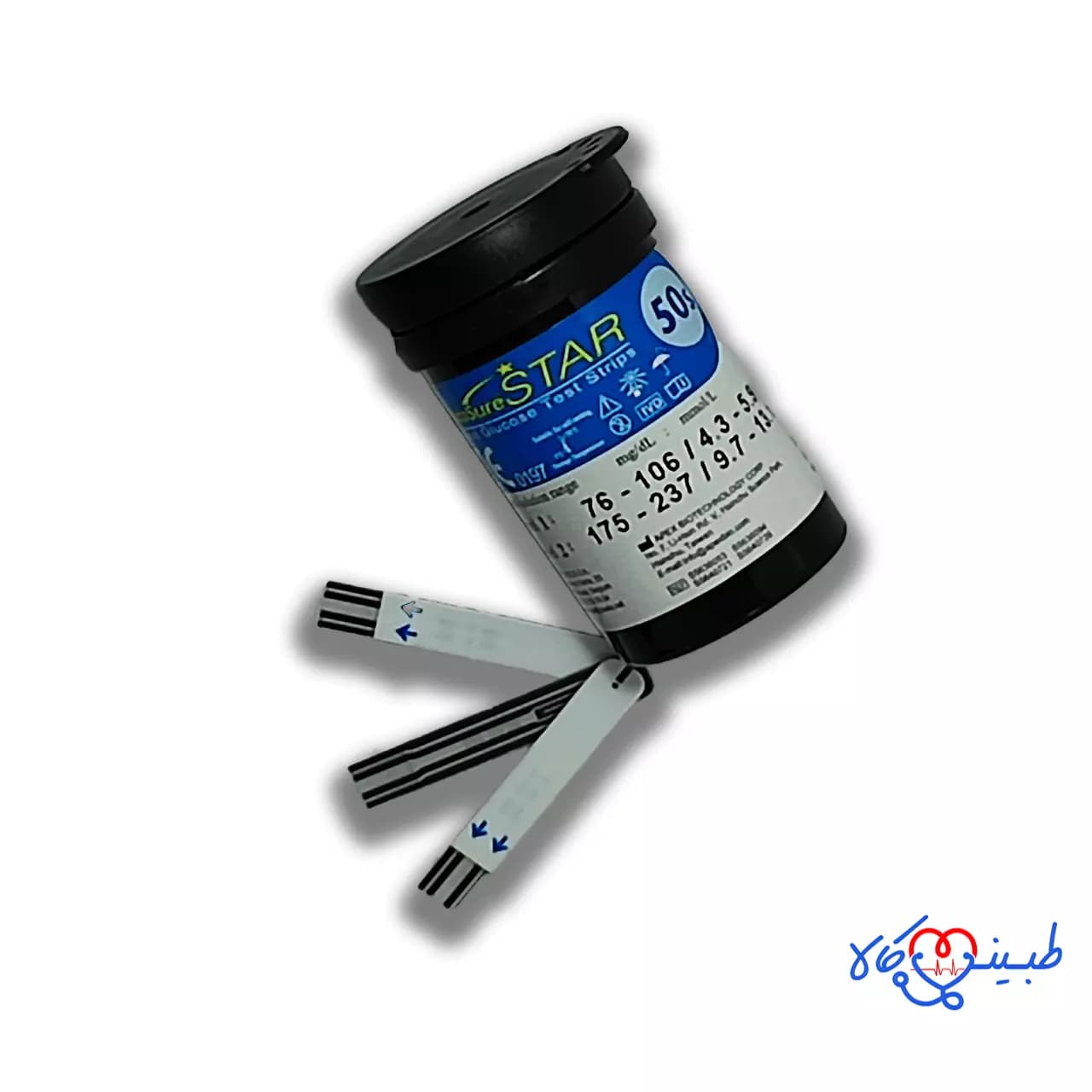 نوار تست قند خون گلوکوشور استار GLUCOSURE STAR بسته 50 عددی — تصویر ۲