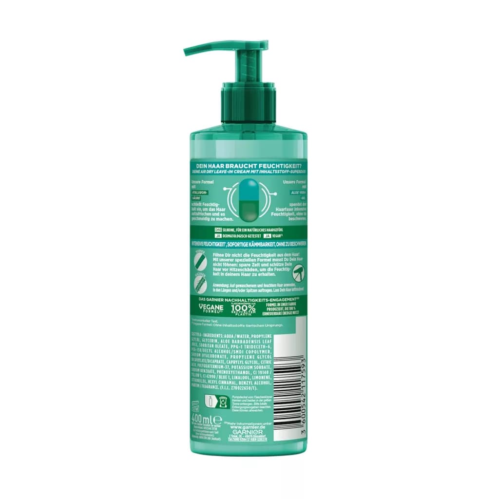 کرم مو آبرسان و ضد وز گارنیه Garnier Fructis Aloe Hydra Bomb Air Dry حجم 400 میل — تصویر ۱۰