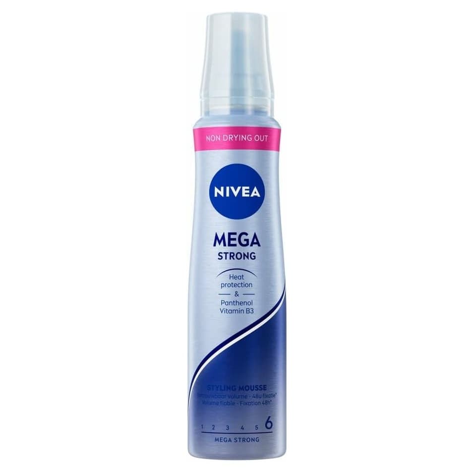 موس حالت‌دهنده و حجم‌دهنده مو با قدرت تثبیت بسیار بالا نیوآ NIVEA Mega Strong Styling Mousse حجم 150 میل