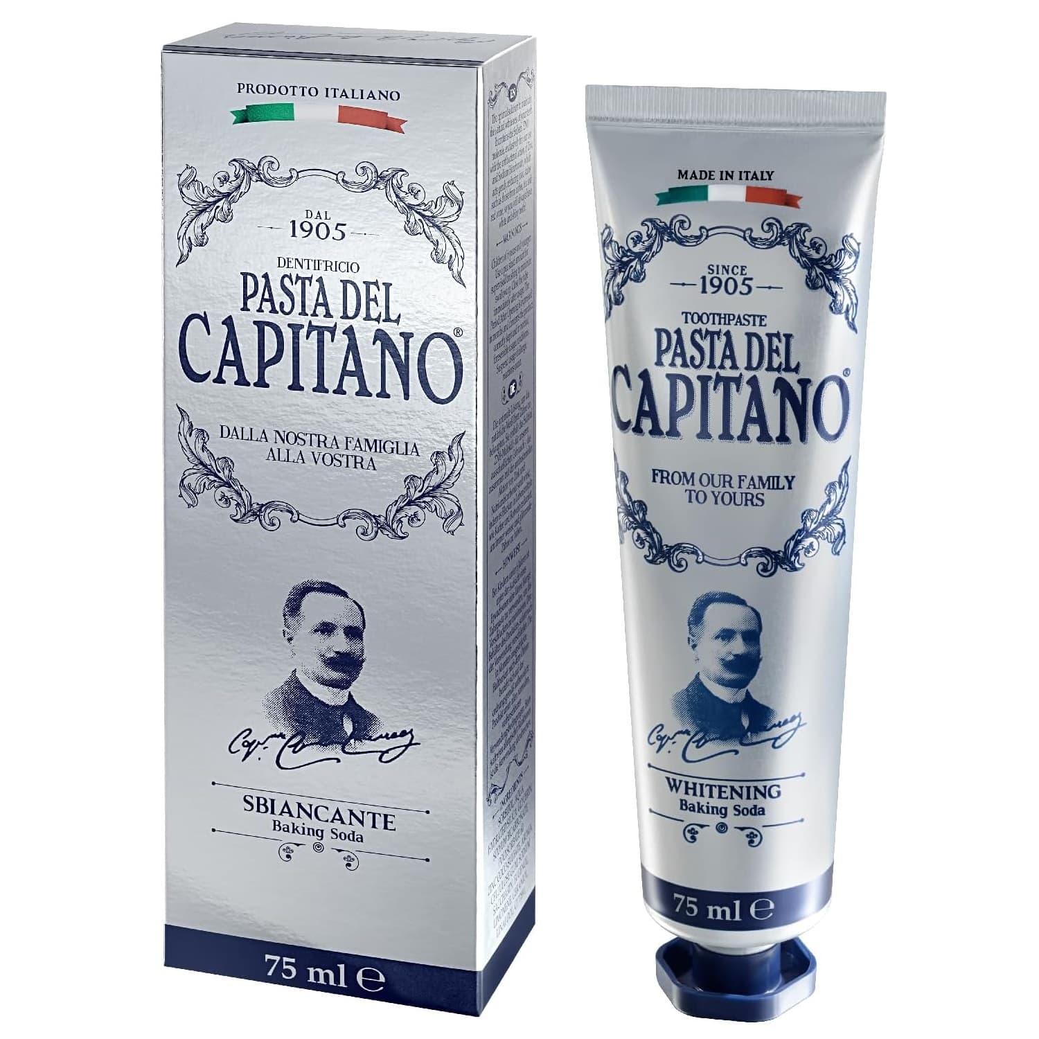 خمیردندان سفیدکننده پاستا دل کاپیتانو 1905 Pasta del Capitano حاوی جوش شیرین حجم 75 میل