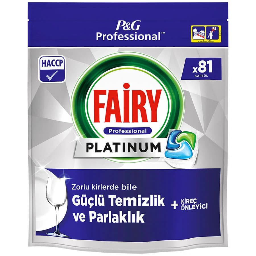 قرص ماشین ظرفشویی همه‌کاره فیری Fairy Platinum All in One با رایحه لیمو بسته 81 عددی