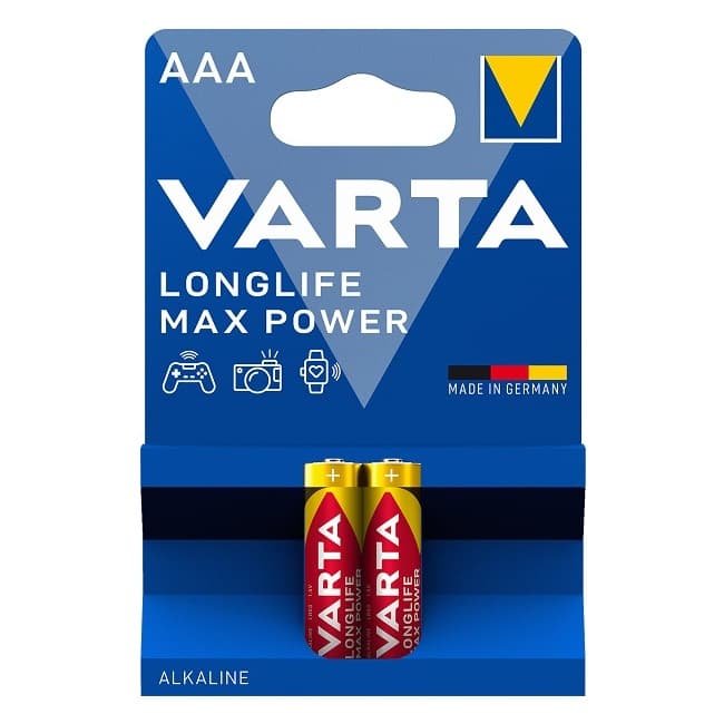 باتری نیم‌قلمی آلکالاین وارتا VARTA Max Power LR03 AAA بسته 2 عددی