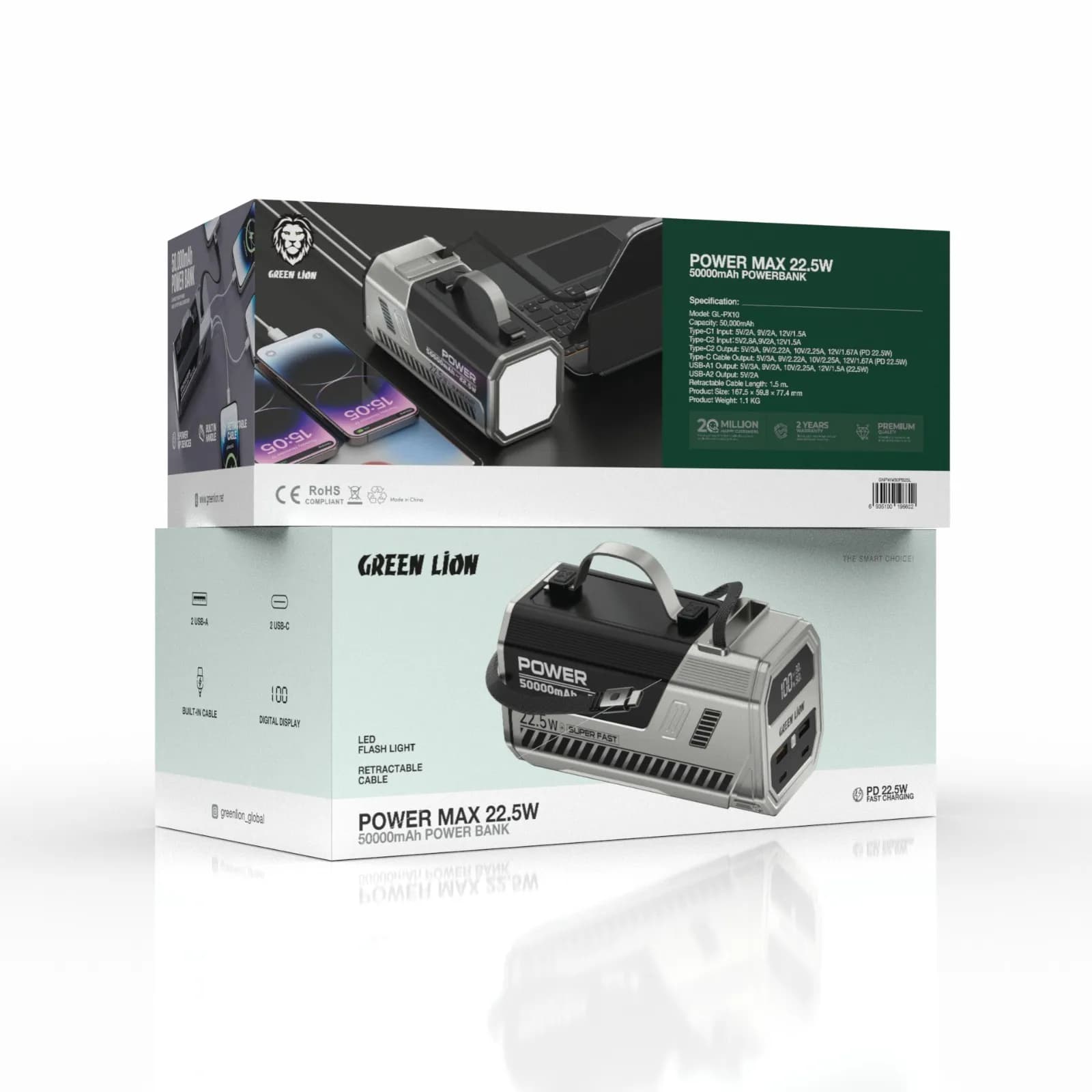 پاور بانک پاور مکس 50000 میلی‌آمپر گرین لاین POWER MAX 50000MAH