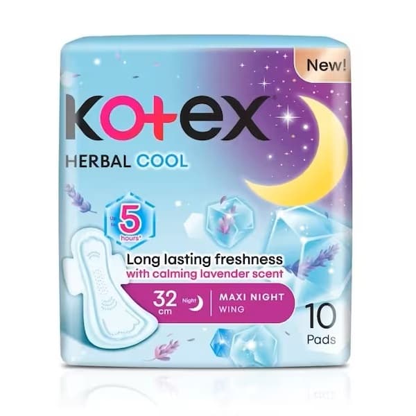 نوار بهداشتی شبانه بالهدار کوتکس Kotex خنککننده با رایحه اسطوخودوس سایز 32cm بسته 10 عددی — تصویر ۷