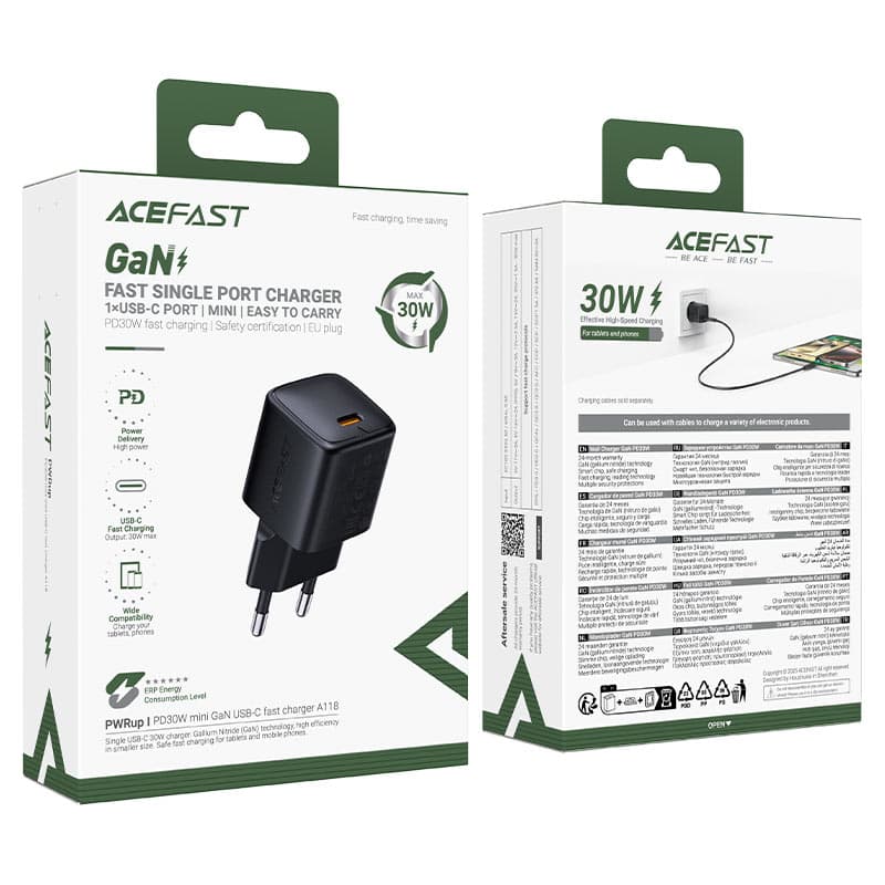 شارژر دیواری ایس فست ACEFAST A118 PD30W GaN Fast Charger توان 30 وات — تصویر ۸
