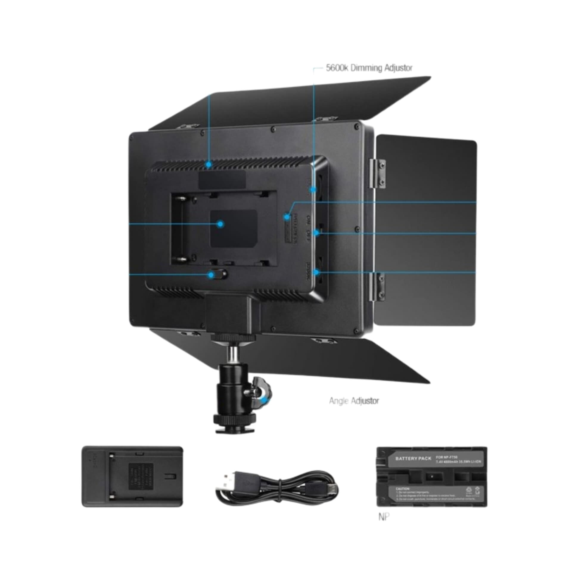نور ثابت ال ای دی باتری دوبل Video Light SMD DC-520 — تصویر ۵