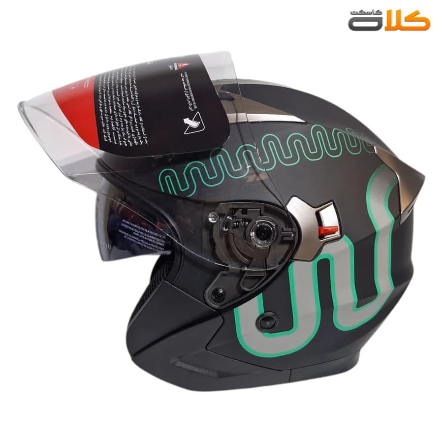 کلاه کاسکت بدون فک مشکی سبز Wstandard مدل F01 — تصویر ۹