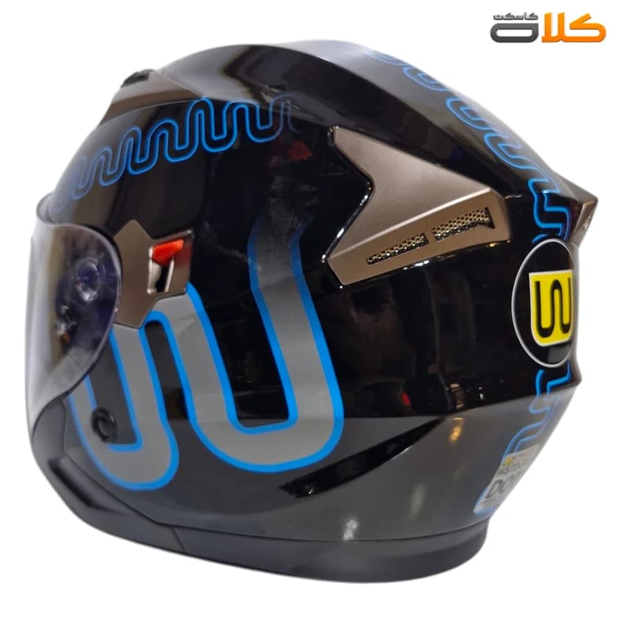 کلاه کاسکت بدون فک Wstandard مشکی آبی براق مدل F01 — تصویر ۱۲