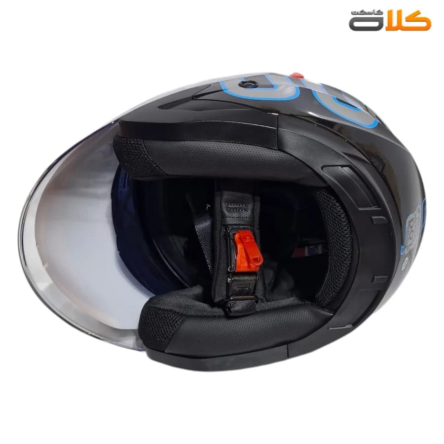 کلاه کاسکت بدون فک Wstandard مشکی آبی براق مدل F01 — تصویر ۷