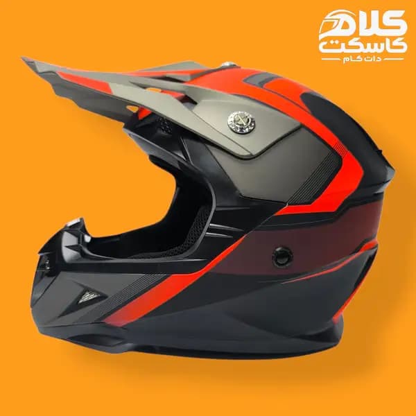 کلاه کاسکت کراسی رنگ مشکی و نارنجی ردلاین REDLINE