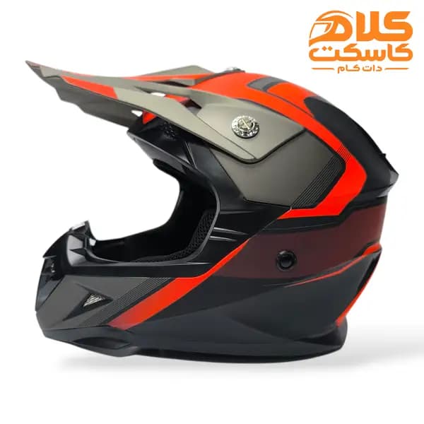 کلاه کاسکت کراسی رنگ مشکی و نارنجی ردلاین REDLINE — تصویر ۴