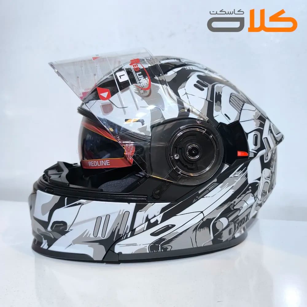 کلاه کاسکت فک متحرک 939 ردلاین سفید مشکی SKL — تصویر ۶