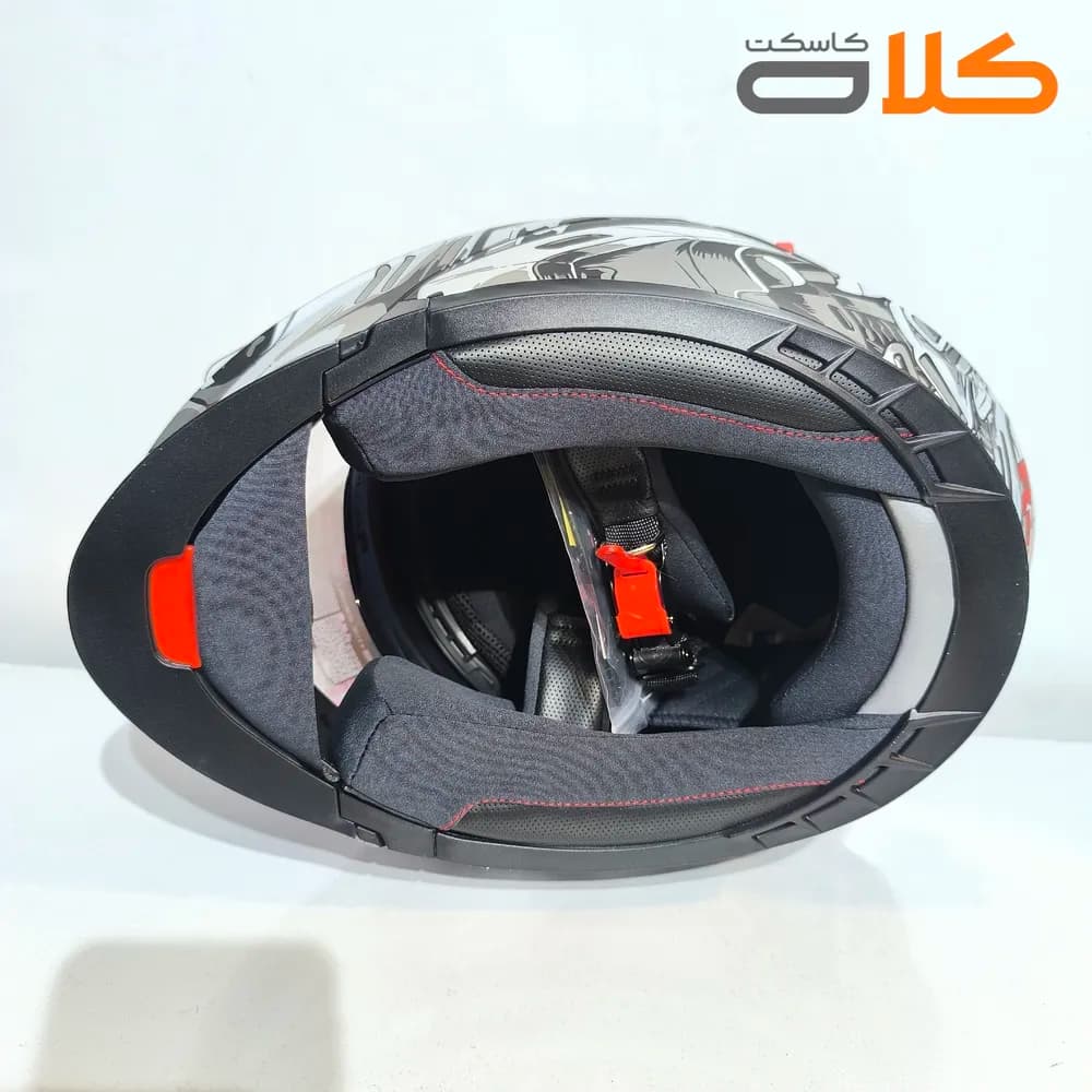 کلاه کاسکت فک متحرک 939 ردلاین سفید مشکی SKL — تصویر ۵