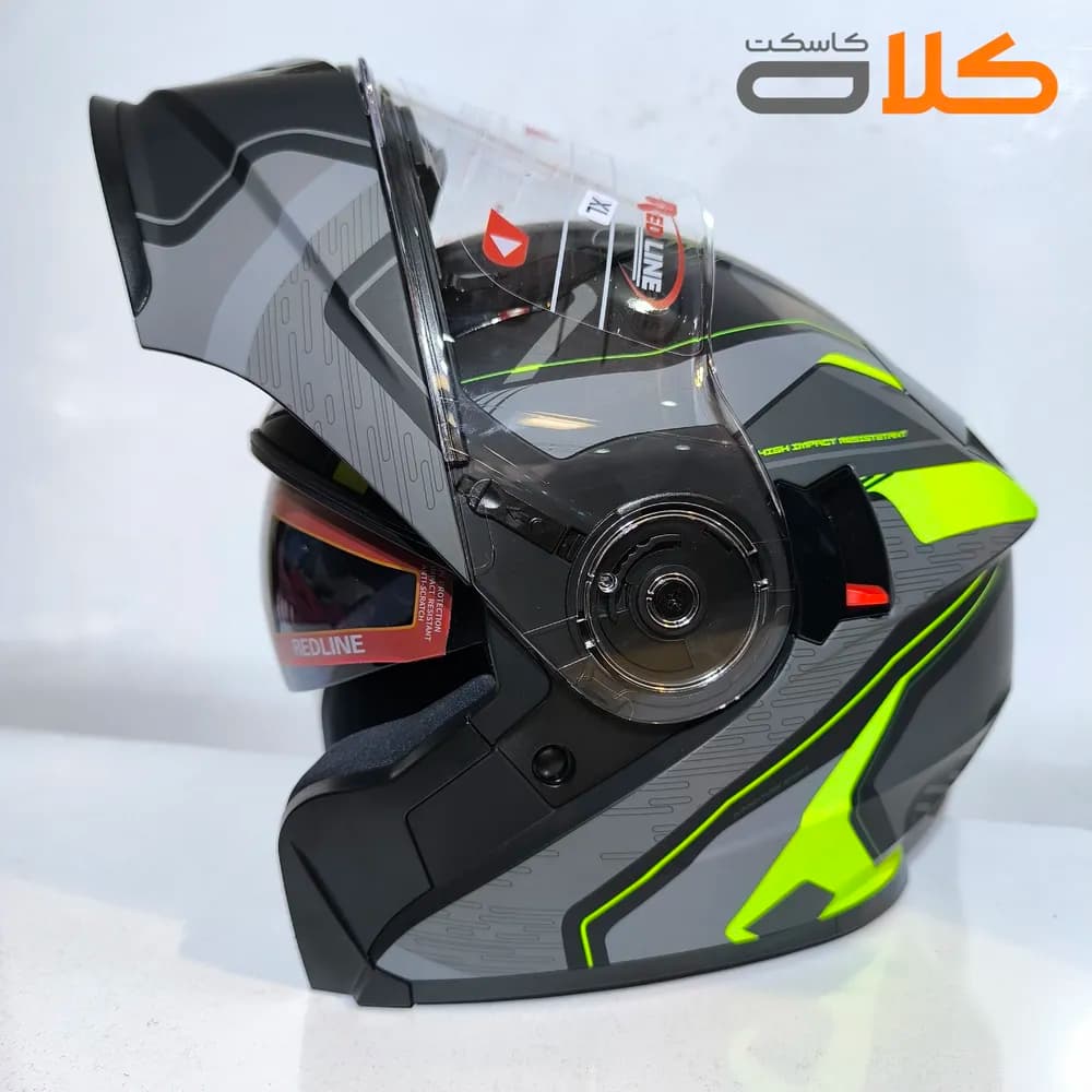 کلاه کاسکت فک متحرک ردلاین مدل 939 Greenblk — تصویر ۷