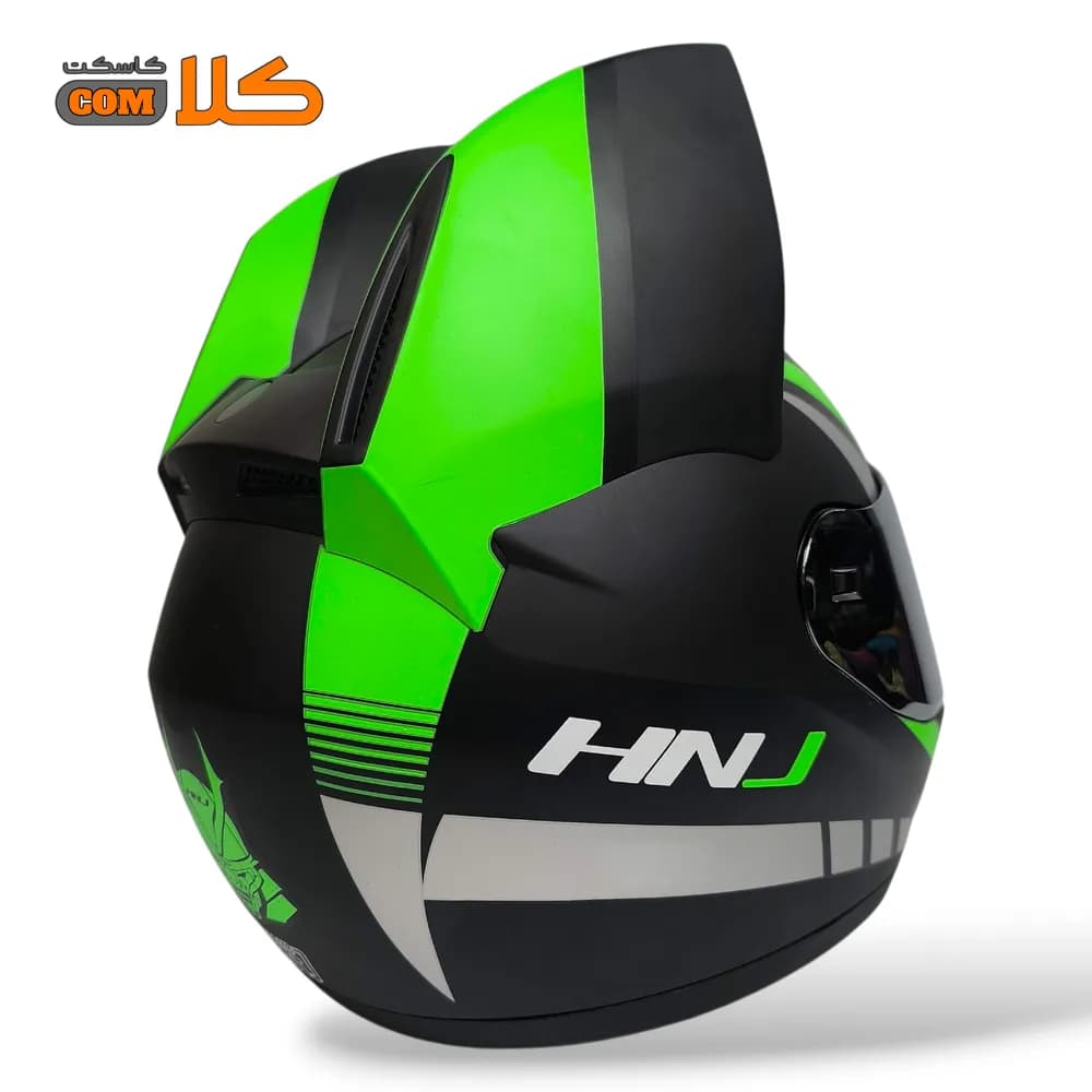 کلاه کاسکت دخترانه مشکی سبز خرگوشی HNJ — تصویر ۱۰