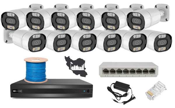 پکیج دوربین مداربسته IP پنج مگاپیکسل دوازده عددی مناسب باغ و کارخانه حرفه ای — تصویر ۲
