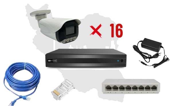 پکیج دوربین مداربسته IP هشت مگاپیکسل شانزده عددی مناسب باغ و کارخانه — تصویر ۲