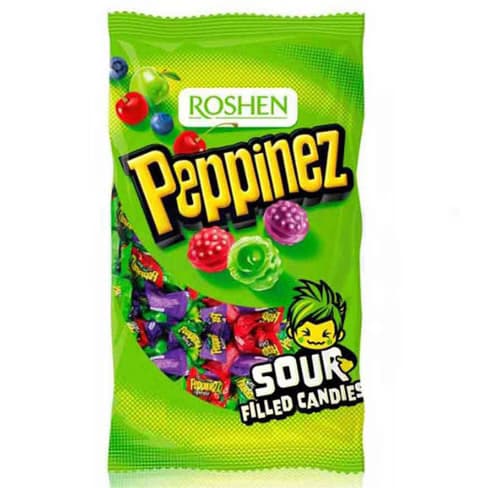 آبنبات ترش پپینز روشن اوکراین مدل peppinez طعم میوه‌ای