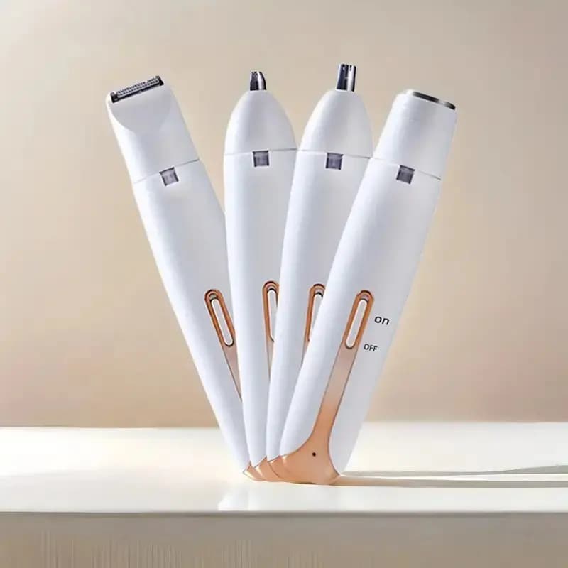 دستگاه اصلاح ۴ کاره زنانه شارژی USB | اصلاح ابرو، رفع موهای زائد بدن، صورت و بینی (مدل 4-in-1)