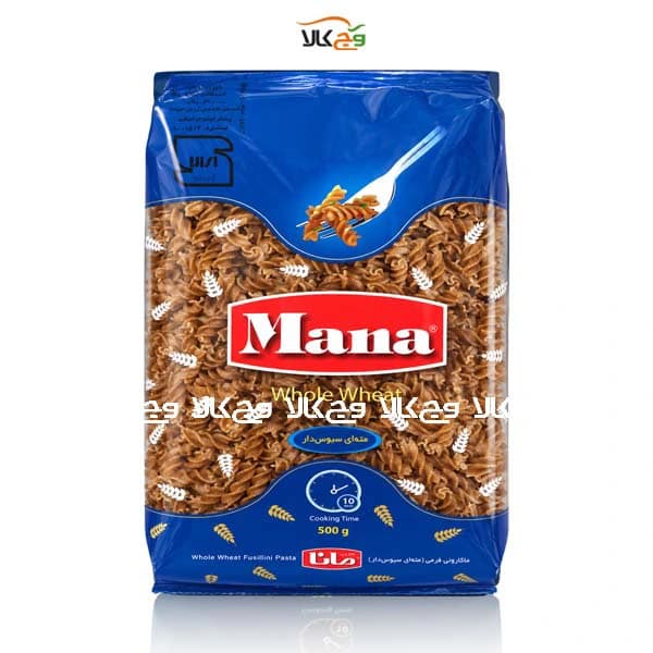 ماکارونی مته ای سبوس دار دیابتی مانا – 500 گرم — تصویر ۳