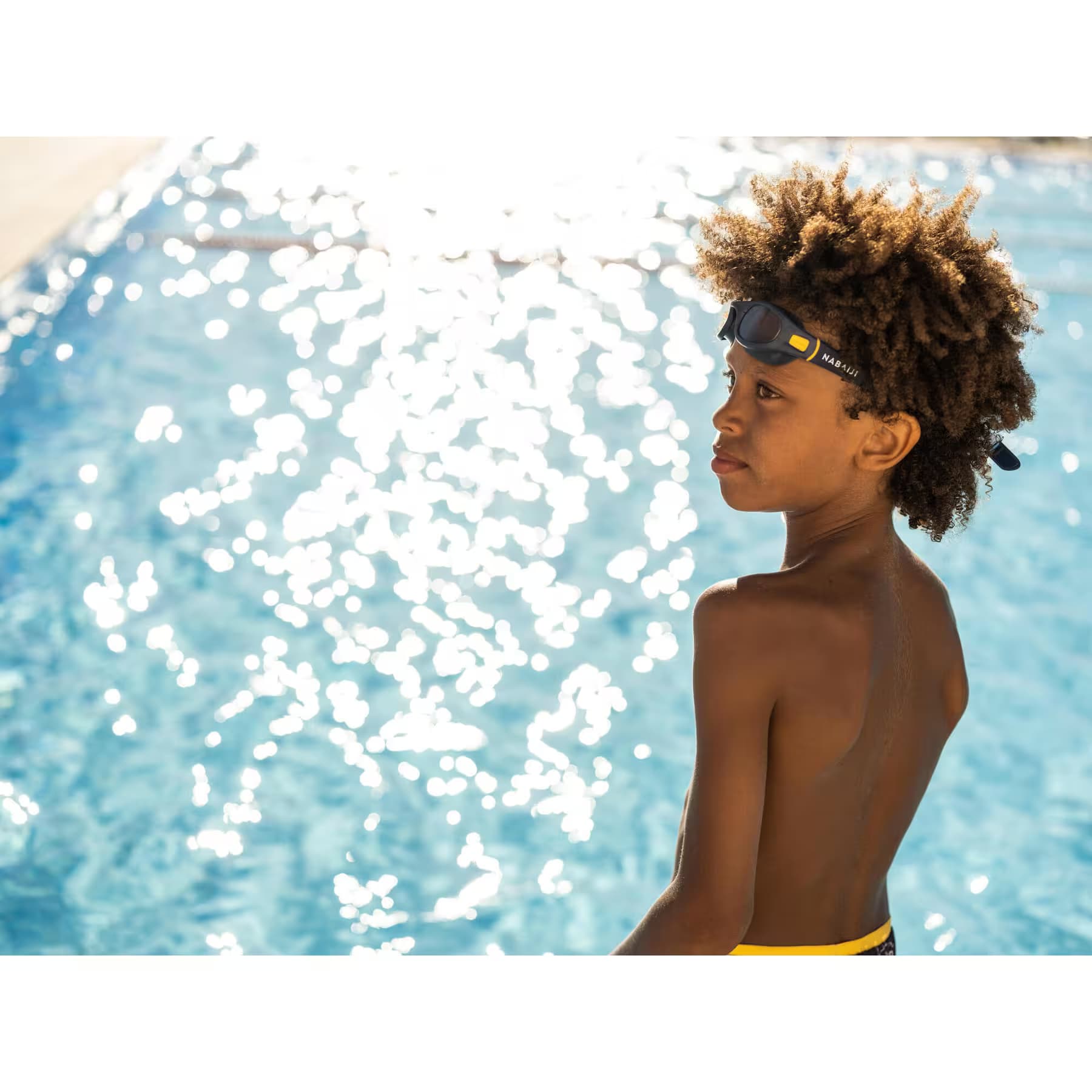 عینک شنا نابایجی کودکان – دکتلون Nabaiji Swimming Goggles – Small Size – Blue/Yellow – Transparent Lenses – Soft — تصویر ۸